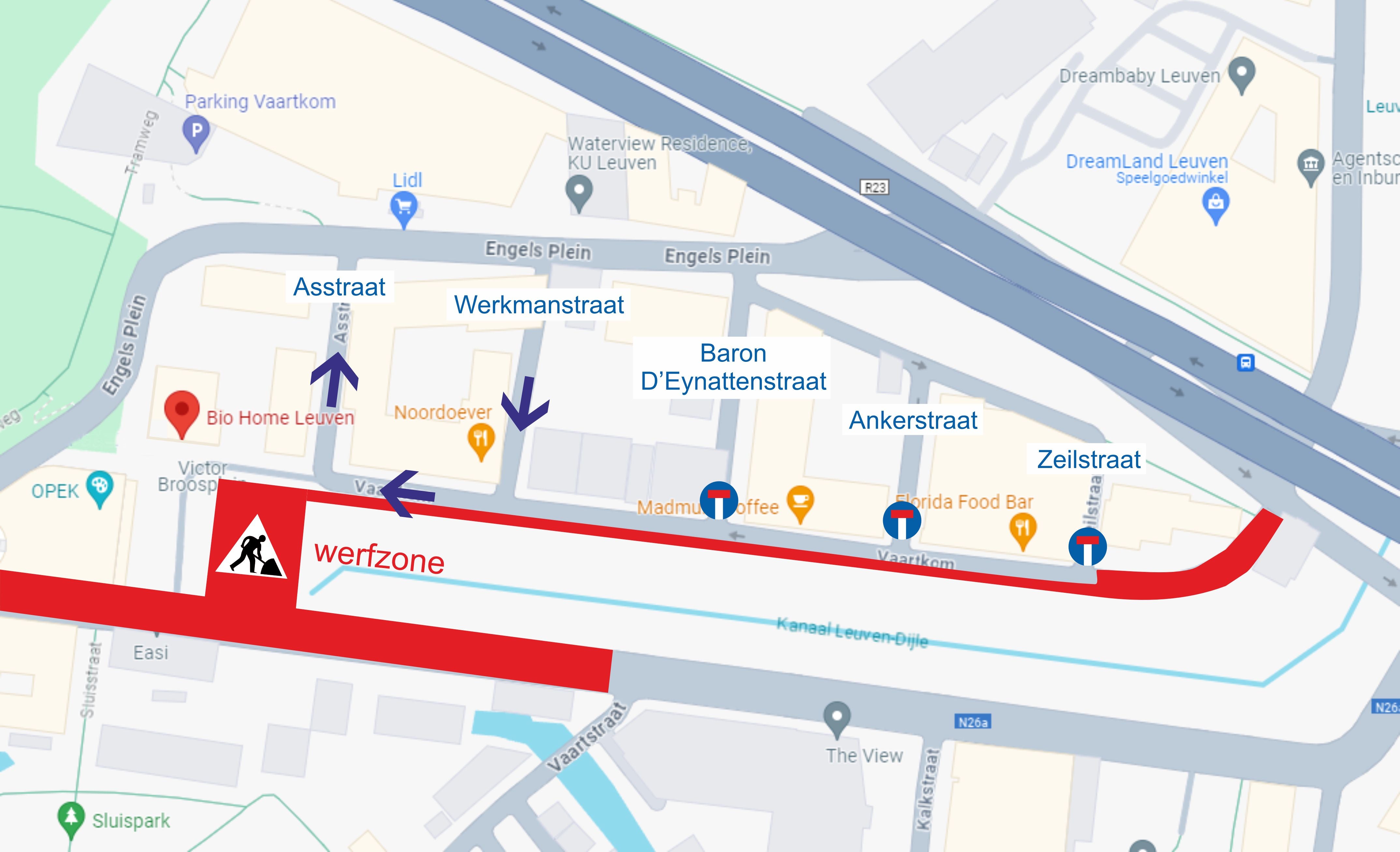 Verkeershinder tijdens heraanleg Vaartkom Leuven - update 13 september