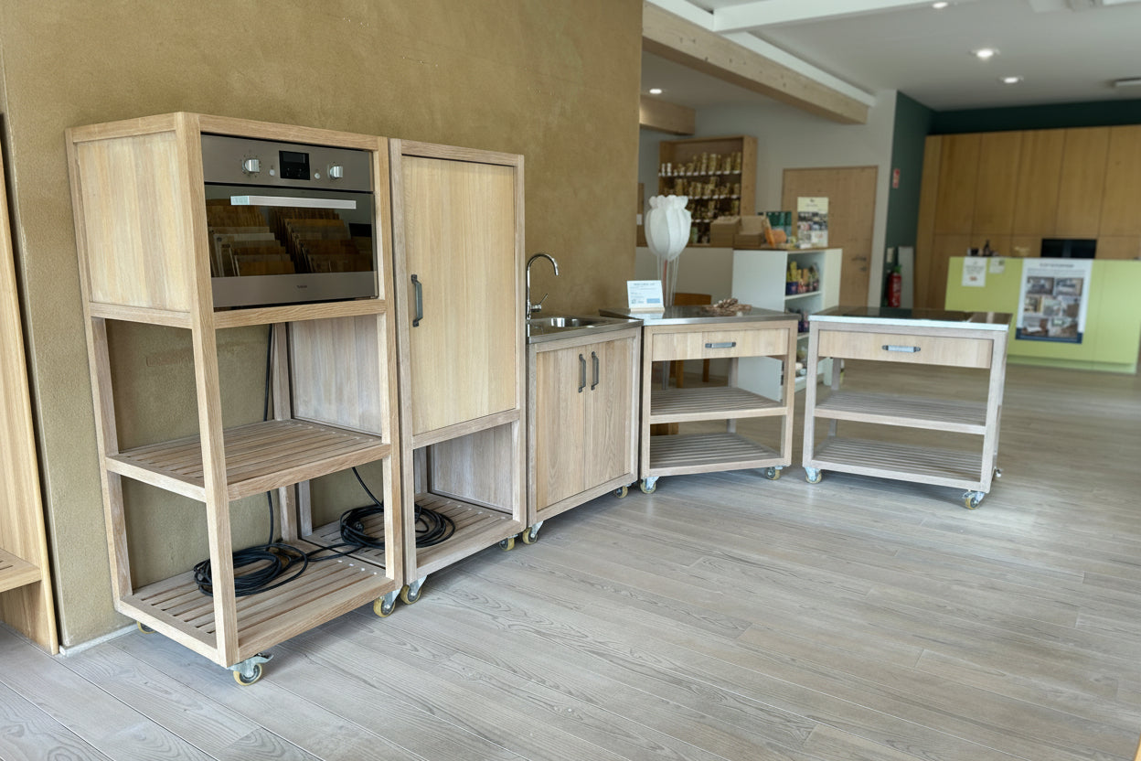 Keuken in eik en RVS