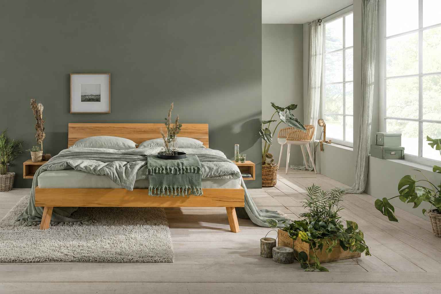 Massief houten bed KB23
