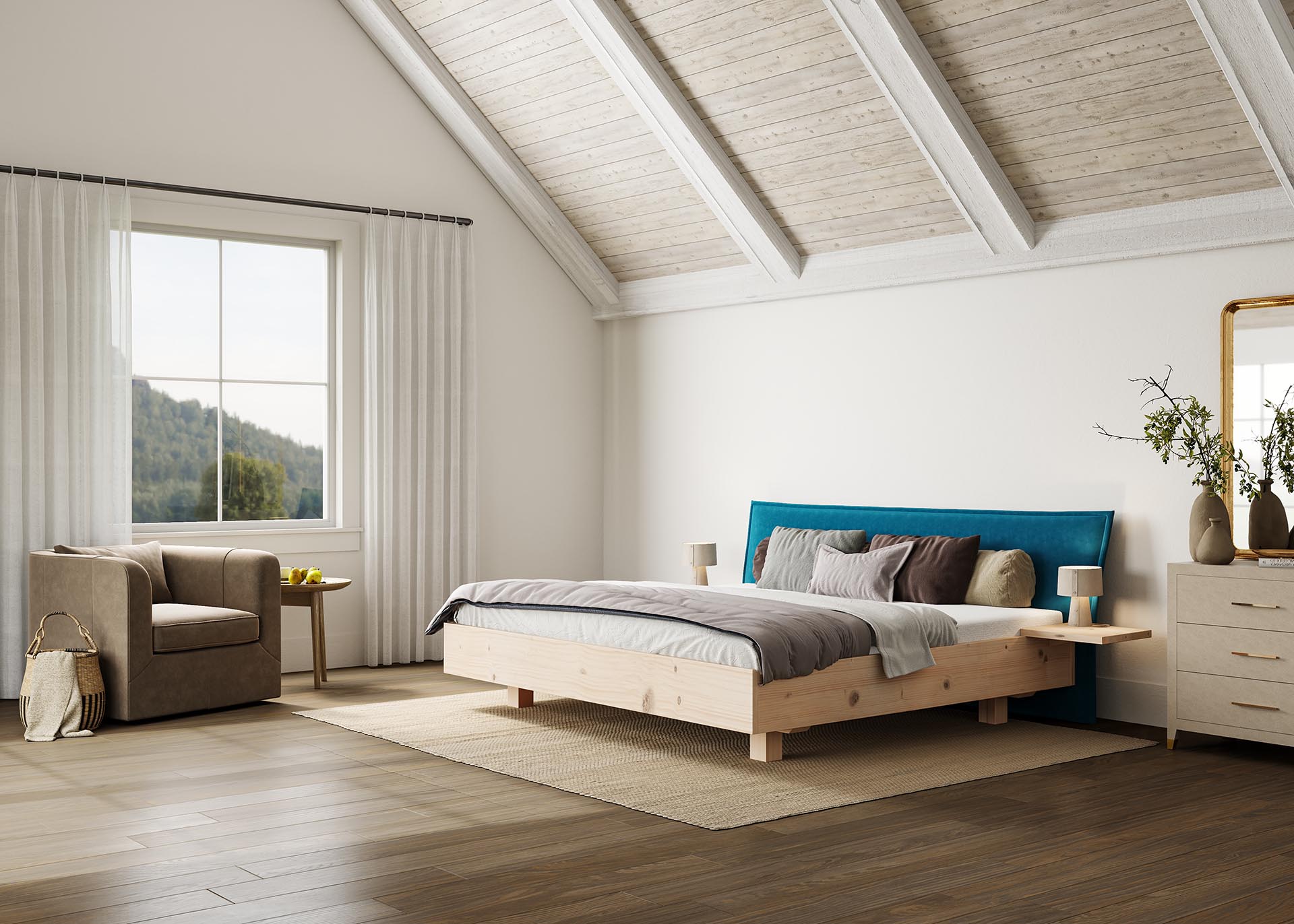 Onira bed met gestoffeerd hoofdbord