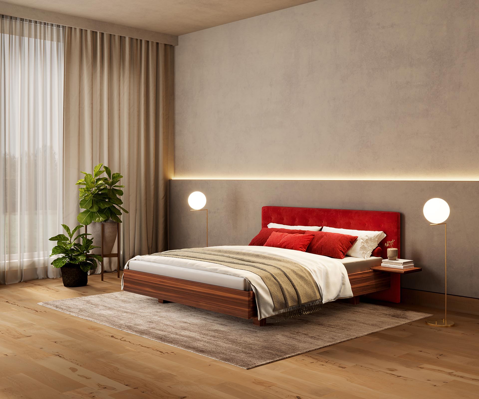 Onira bed met gestoffeerd hoofdbord